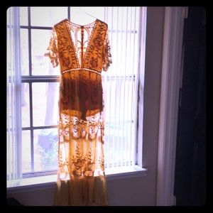 Embroidered yellow maxi dress